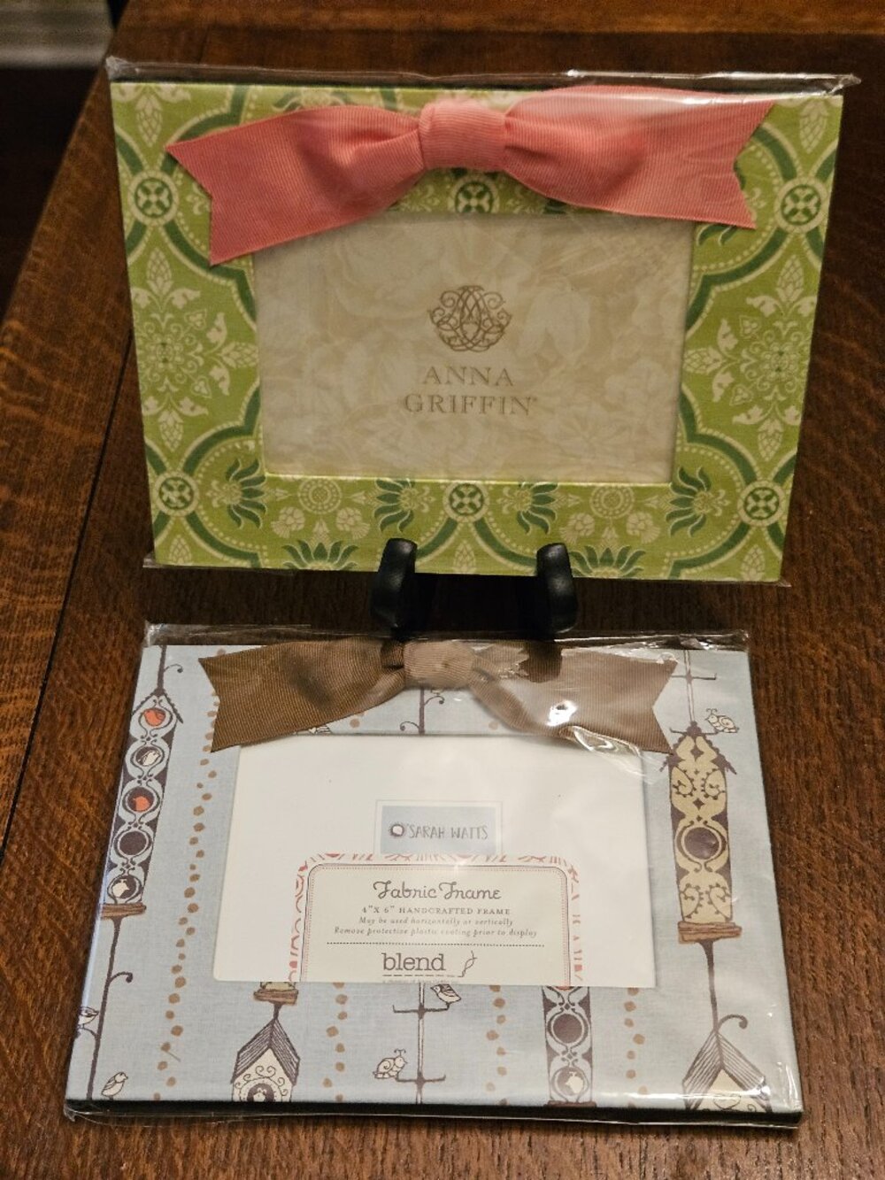 2 Anna Griffin Fabric Photo Frames 4"x 6" Handmade in USA